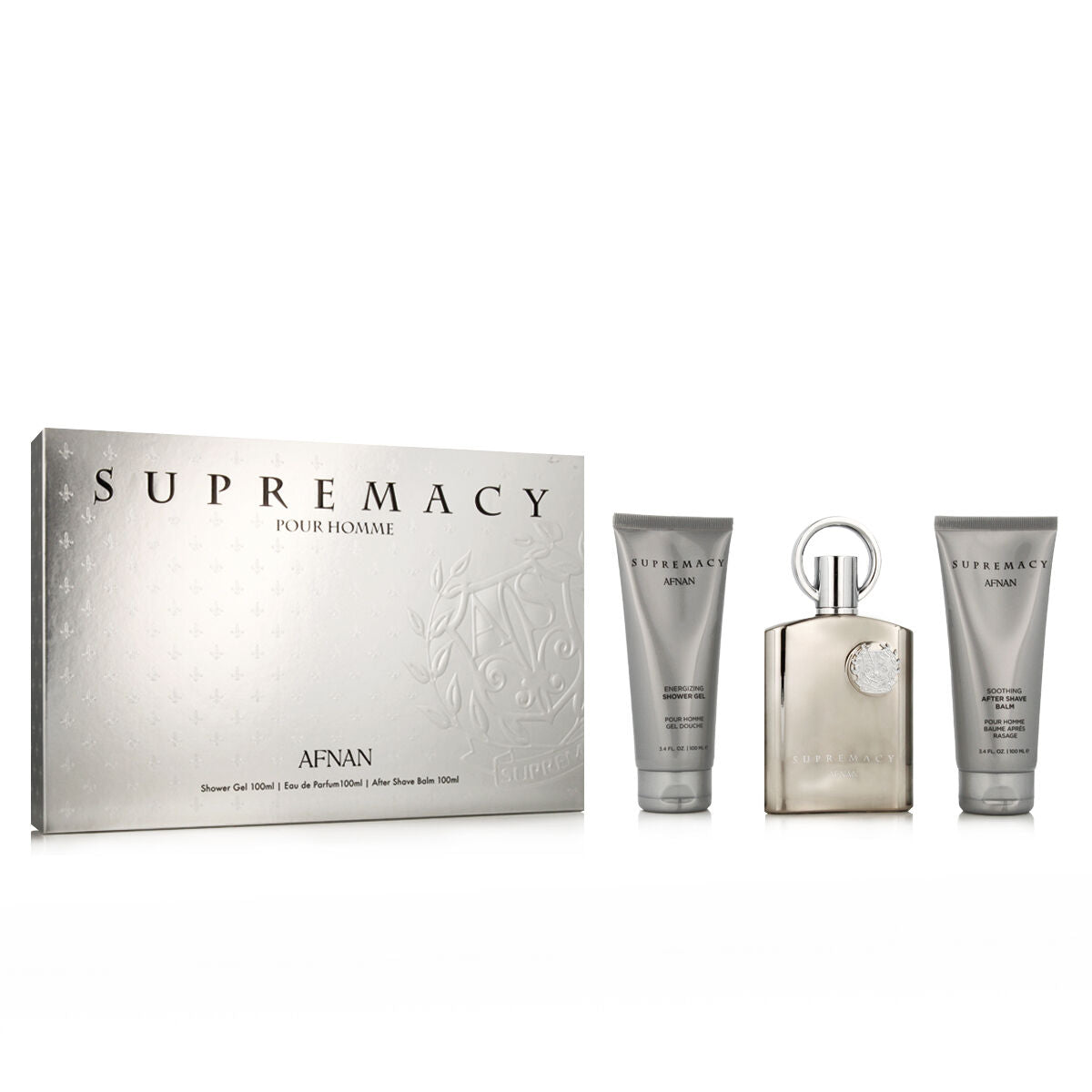 Men's Perfume Set Afnan Supremacy Silver EDP 3 Pieces - Nova Cosmetici