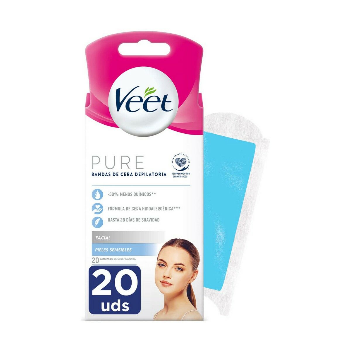 Facial Hair Removal Strips Veet Sensitive skin 20 Units - Nova Cosmetici