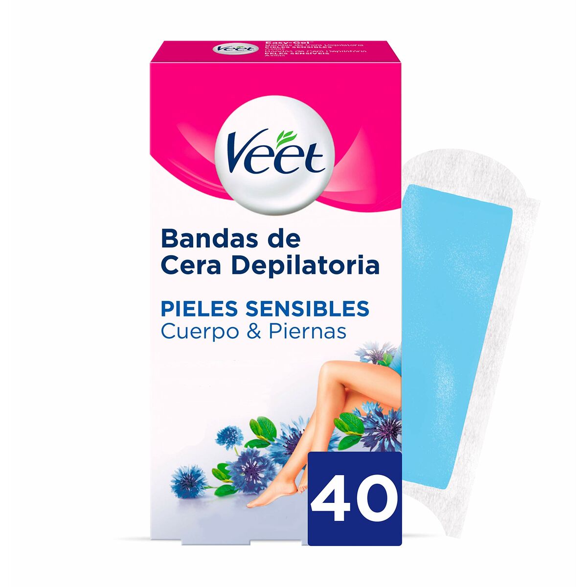 Body Hair Removal Strips Veet Pure Sensitive skin Body Legs (40 Units) - Nova Cosmetici