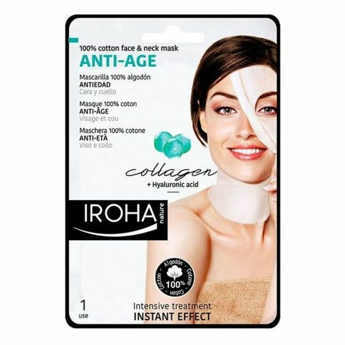Anti-Ageing Revitalising Mask Cotton Face & Neck Iroha Cotton Face Neck Mask (1 Unit) - Nova Cosmetici