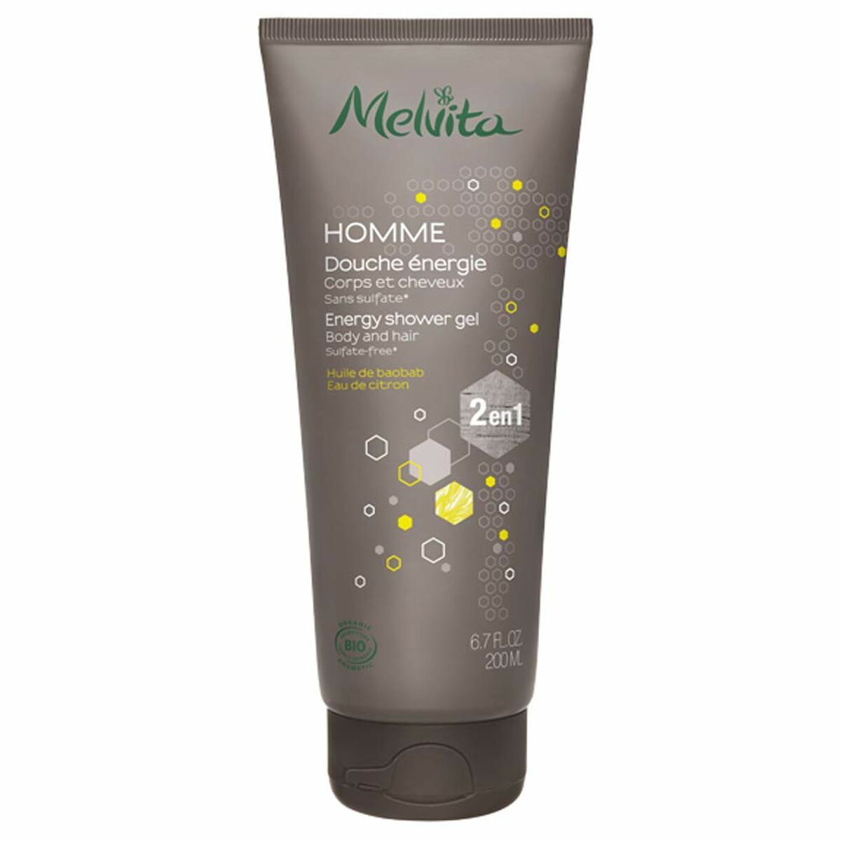 2-in-1 Gel and Shampoo Melvita MELVITA HOMME 200 ml Energizing - Nova Cosmetici