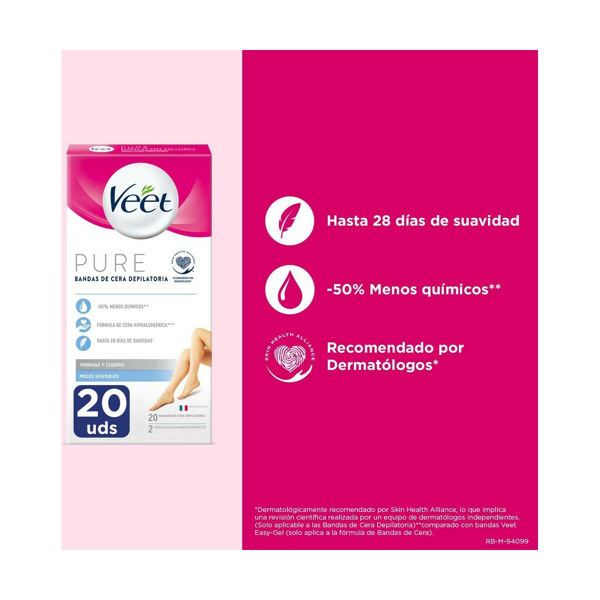 Body Hair Removal Strips Veet Sensitive skin 20 Units - Nova Cosmetici