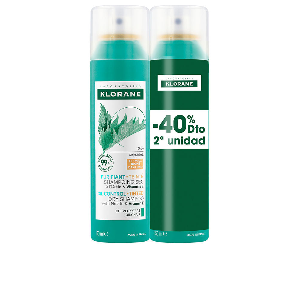 A LA ORTIGA sebum-regulating dry shampoo for brown/dark hair pack 2 x 150 ml - Nova Cosmetici